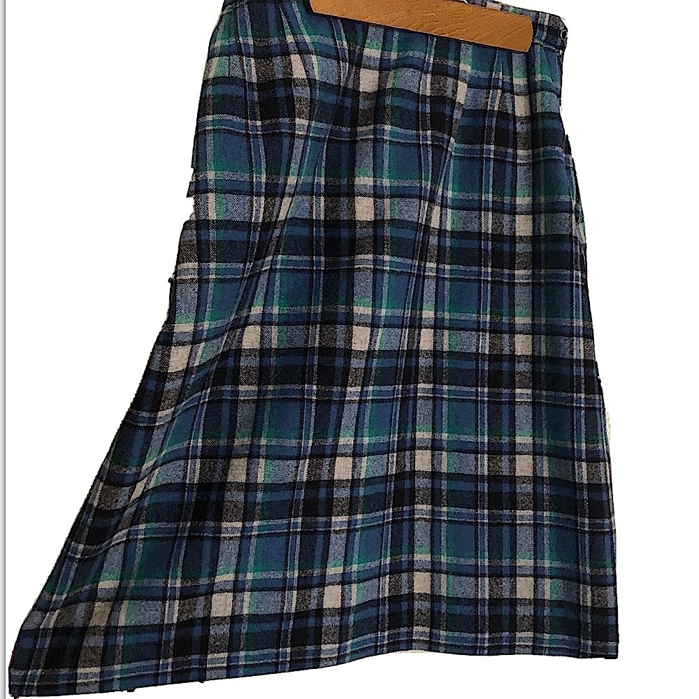 Vintage plaid tartan 1970s high waisted skirt wool